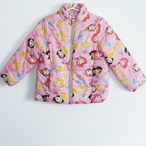 DISNEY Princess Characters Print Pink Puffer Jacket